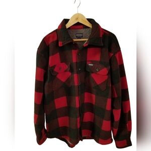 Smith's Workwear Men's Sherpa Lined Plaid Fleece Shirt Jacket Size Large